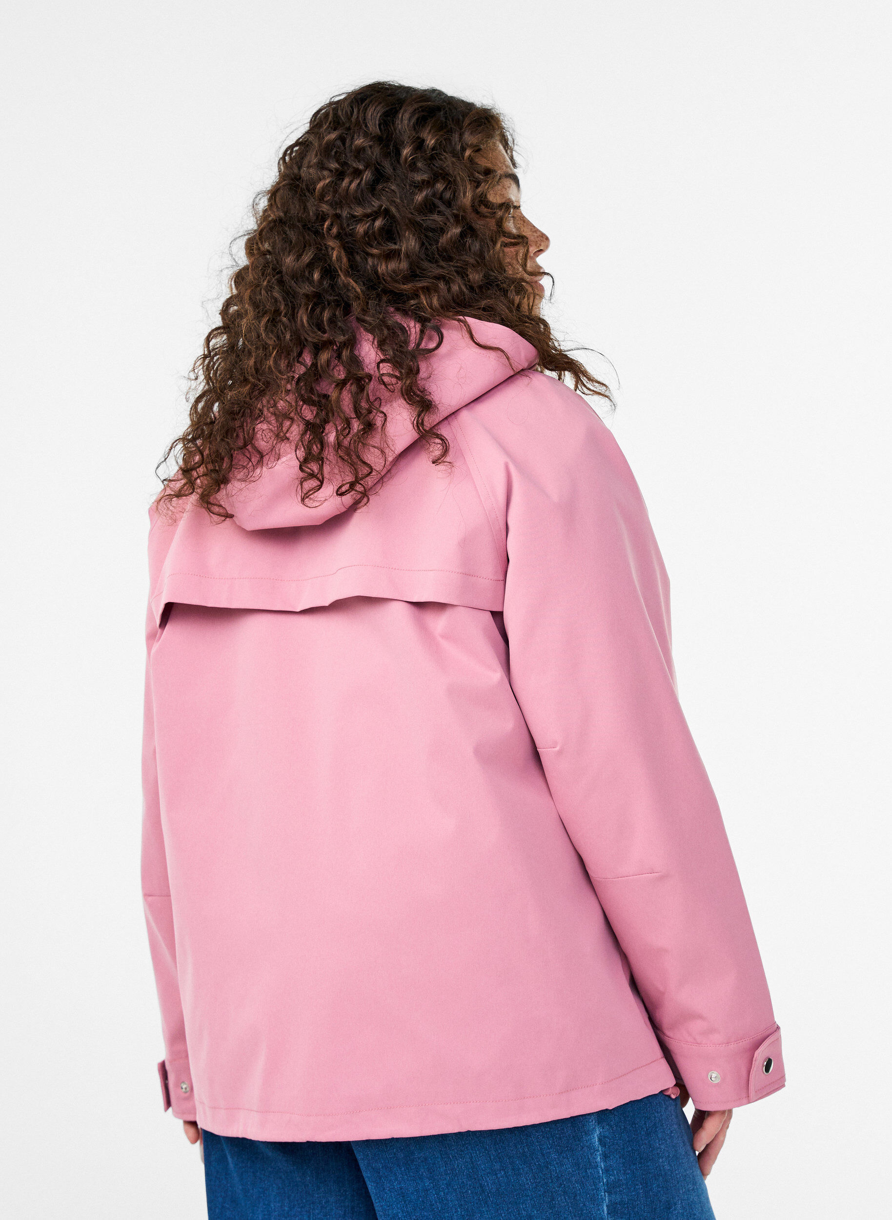 Zizzi Veste courte de printemps avec capuche amovible, Rose, Model image number 2
