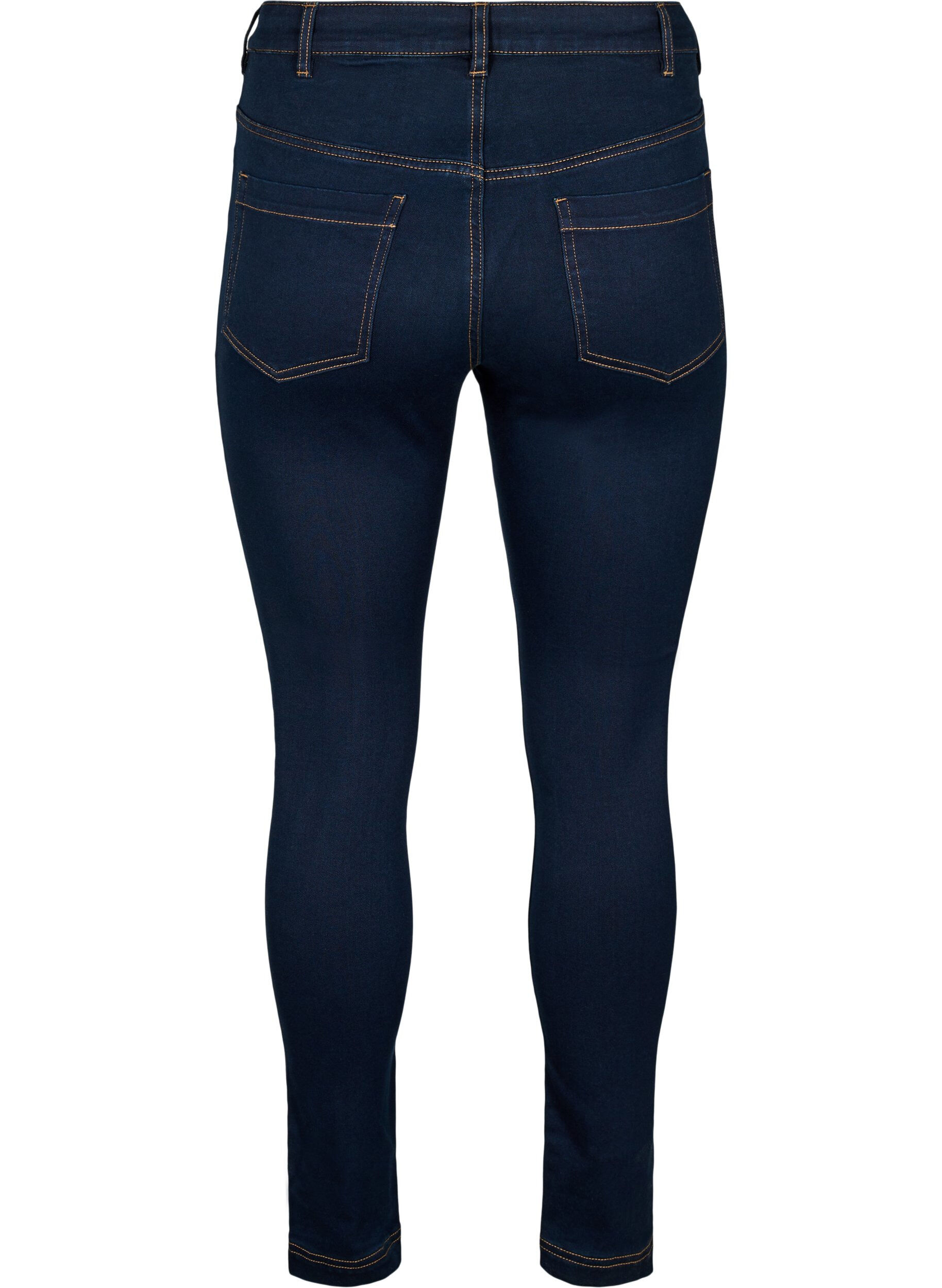 ZizziExtra schmale Amy Jeans mit hoher Taille, Unwashed, Packshot image number 1