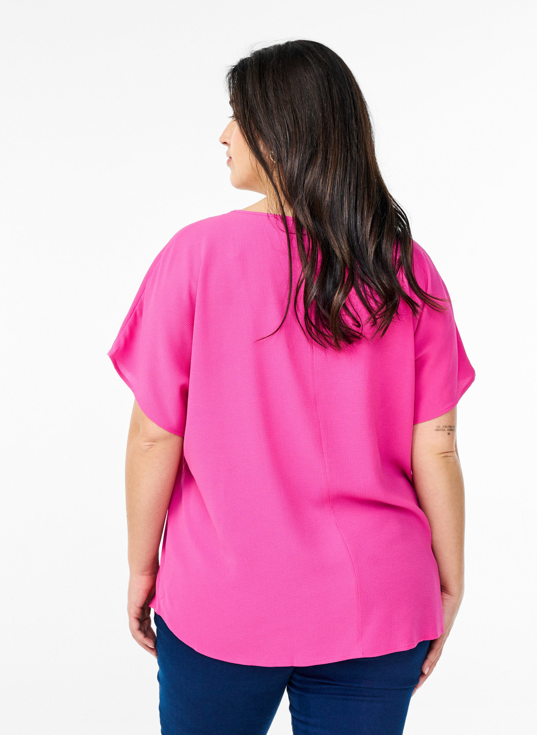 ZizziBluse mit kurzen &Auml;rmeln und einem Rundhalsausschnitt, Rot, Model image number 2