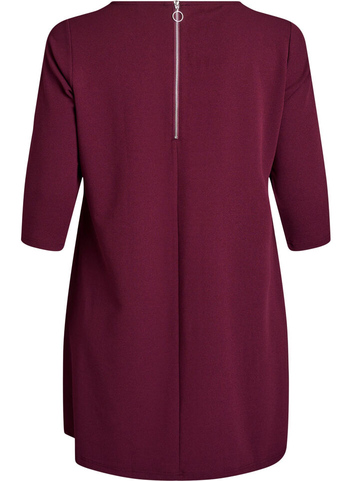 Robe courte &eacute;vas&eacute;e &agrave; manches 3/4, Bordeaux, Packshot image number 1