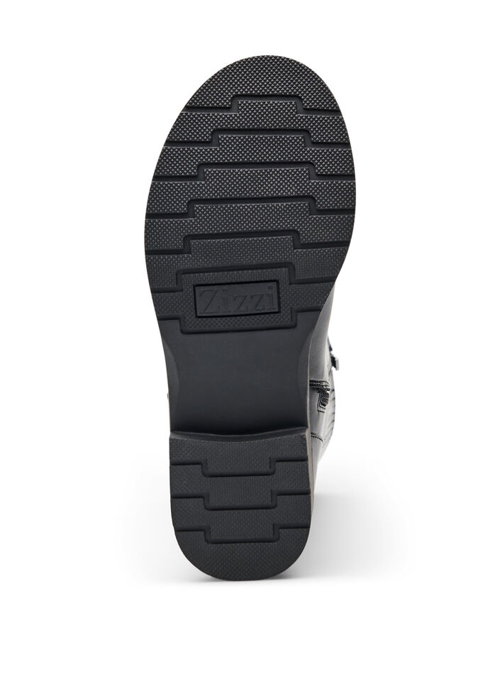 Hoher Stiefel aus Leder mit Zierschnallen, Schwarz, Packshot image number 4