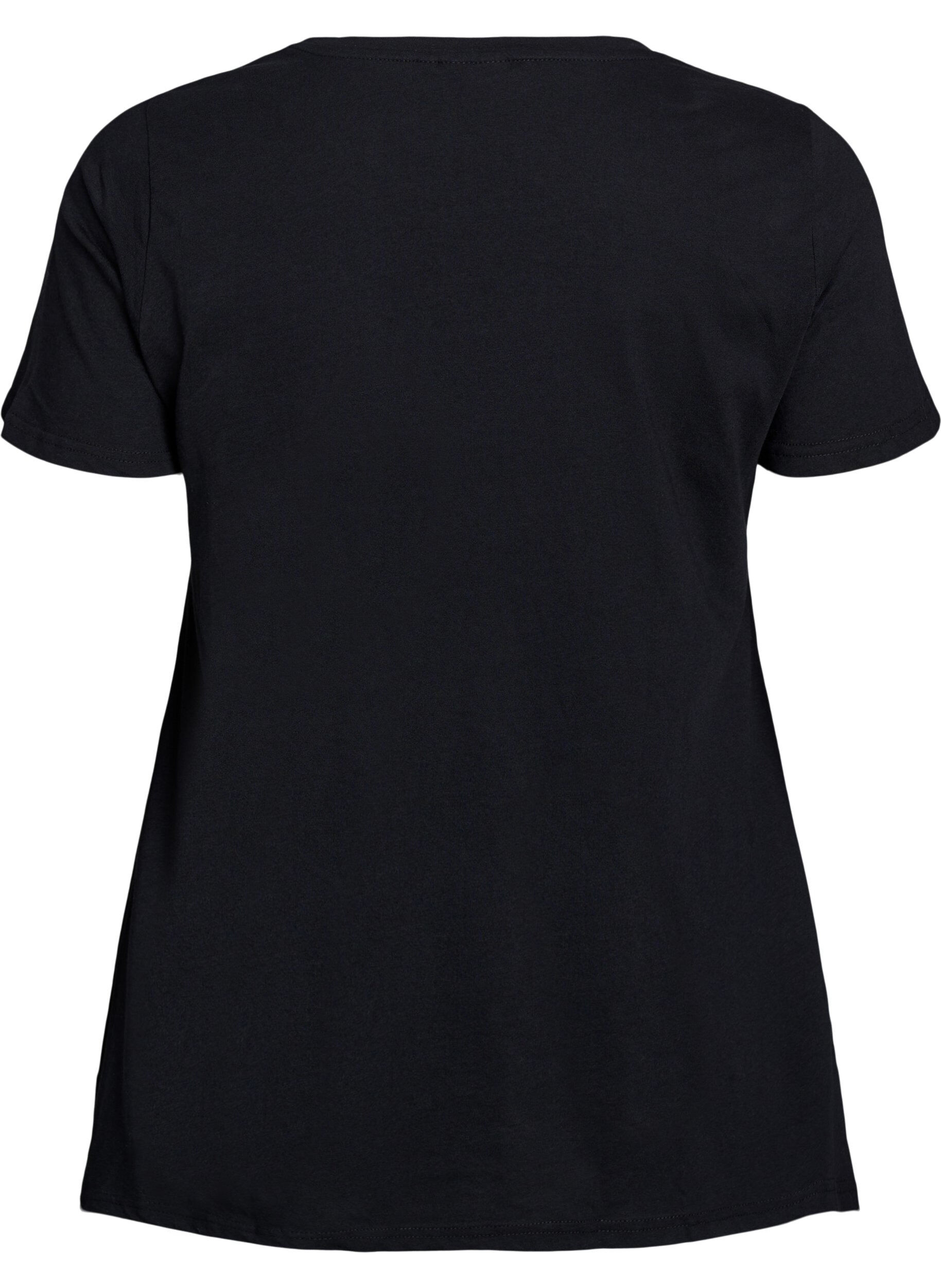 Zizzi T-Shirt mit Rundhalsausschnitt und A-Linie, Schwarz, Packshot image number 1