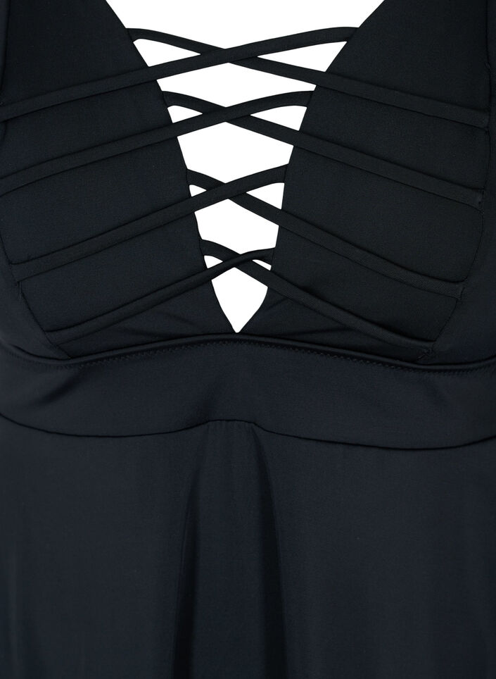 Robe de bain avec détails lacés, Black, Packshot image number 2