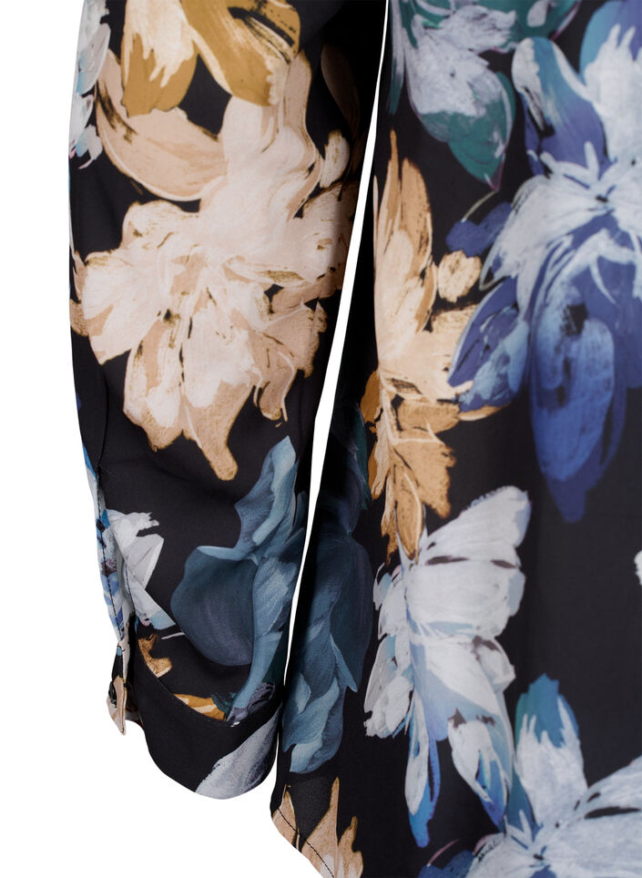 Langarmbluse mit Blumendruck, Yellow Flower AOP, Packshot image number 3