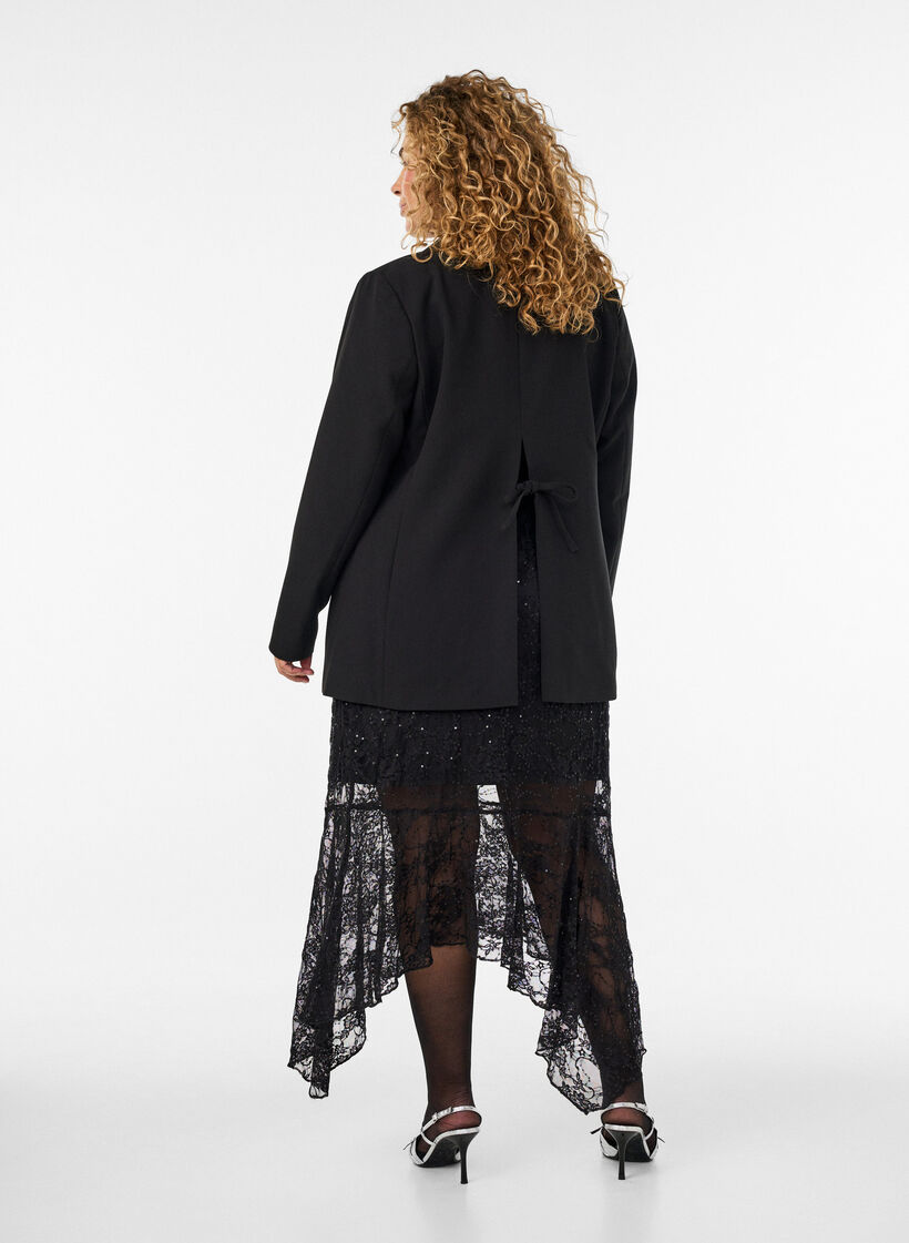 Jupe midi en dentelle avec sequins, Noir, Model image number 2