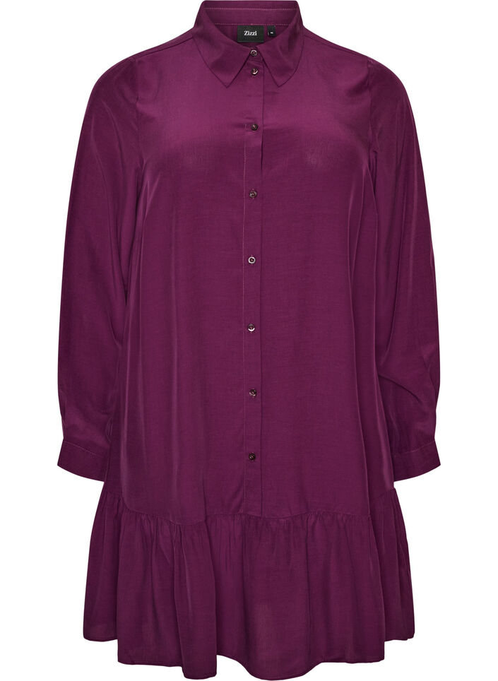 Robe chemise courte avec volants, Violet, Packshot image number 0