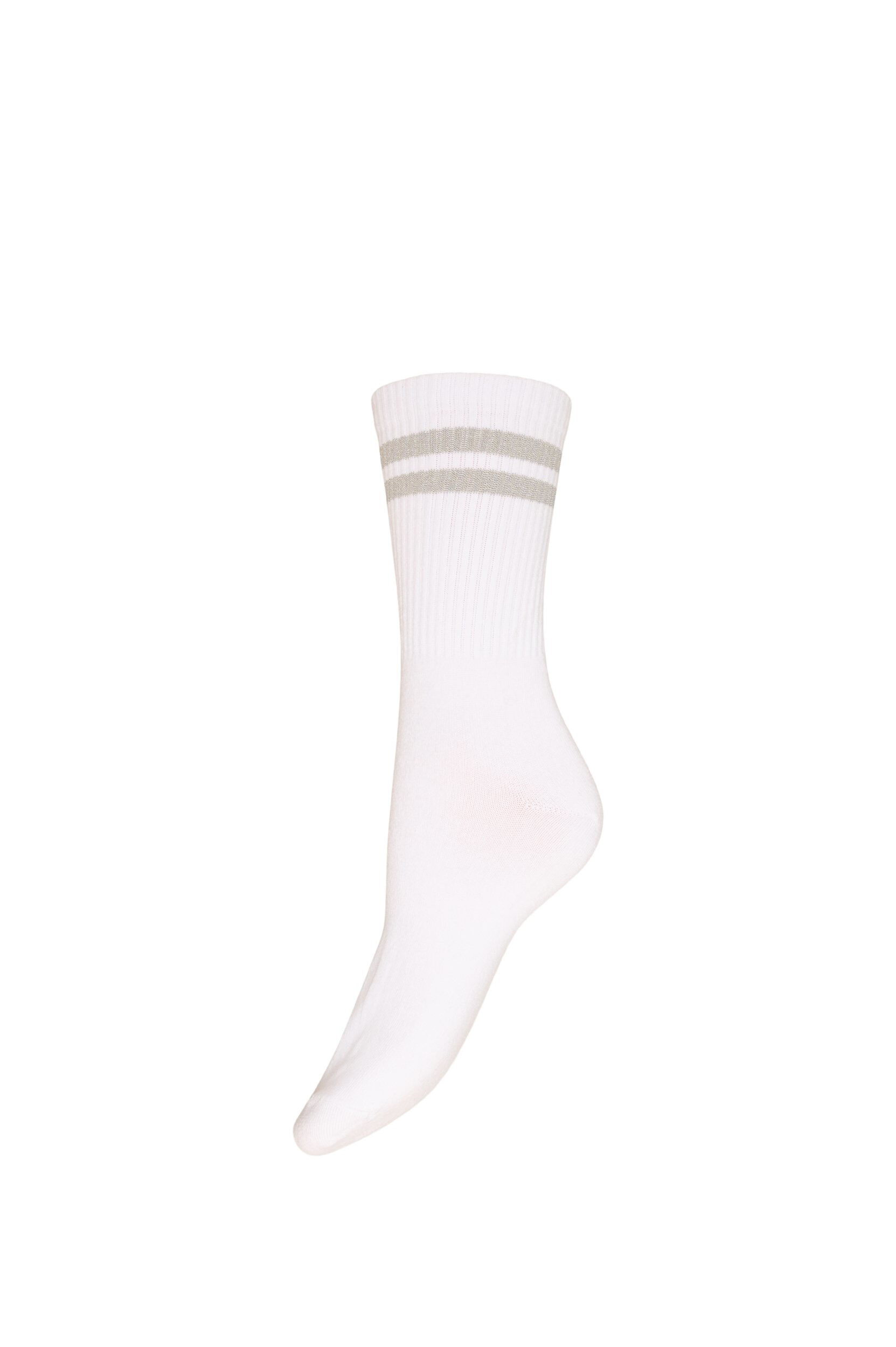 ZizziChaussettes ray&eacute;es en coton, Blanc, Packshot image number 0