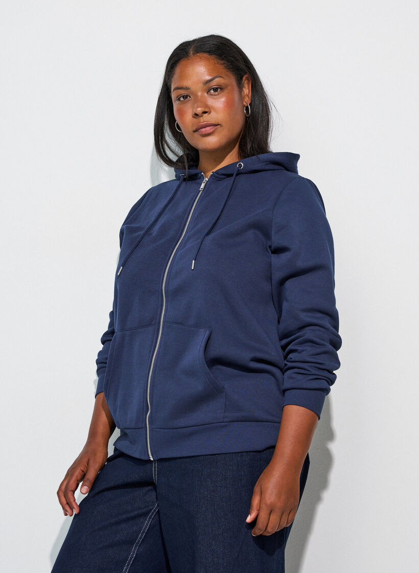 Kapuzensweatshirt mit Rei&szlig;verschluss und Taschen, Blau, Model image number 0