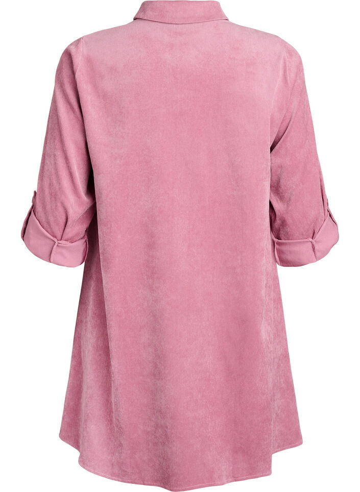 Robe en velours c&ocirc;tel&eacute; avec zip et manches 3/4, Rose, Packshot image number 1