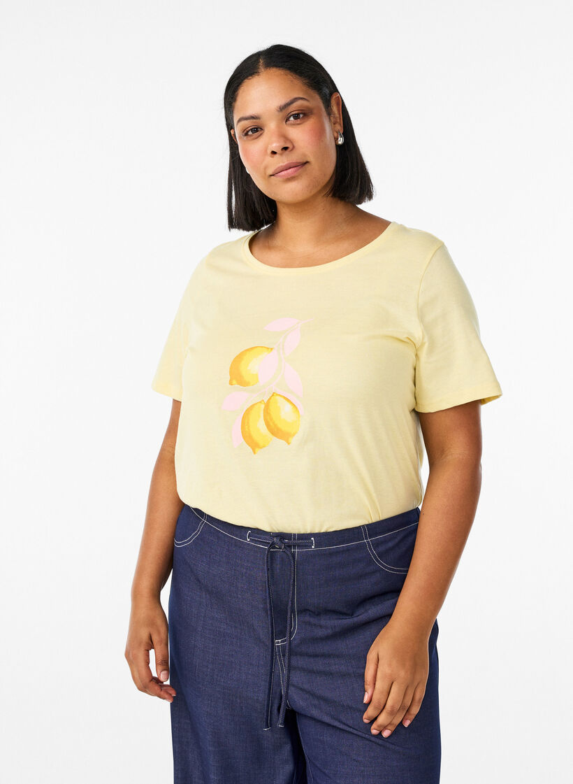 T-shirt imprim&eacute;, Jaune, Model image number 0