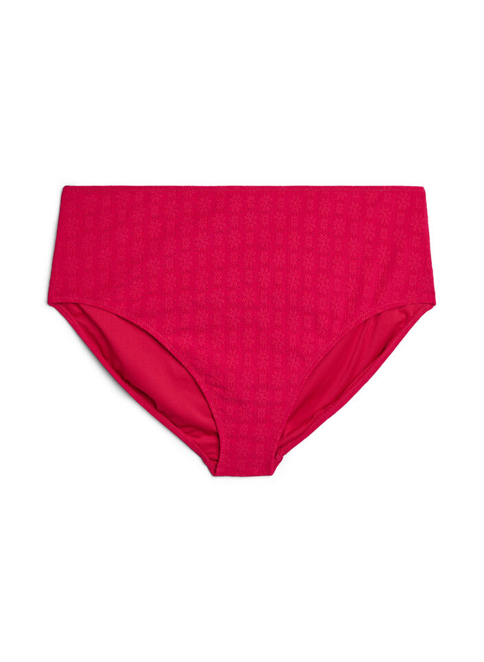 Bas de bikini &agrave; motif textur&eacute; et taille standard, Rose, Packshot image number 0