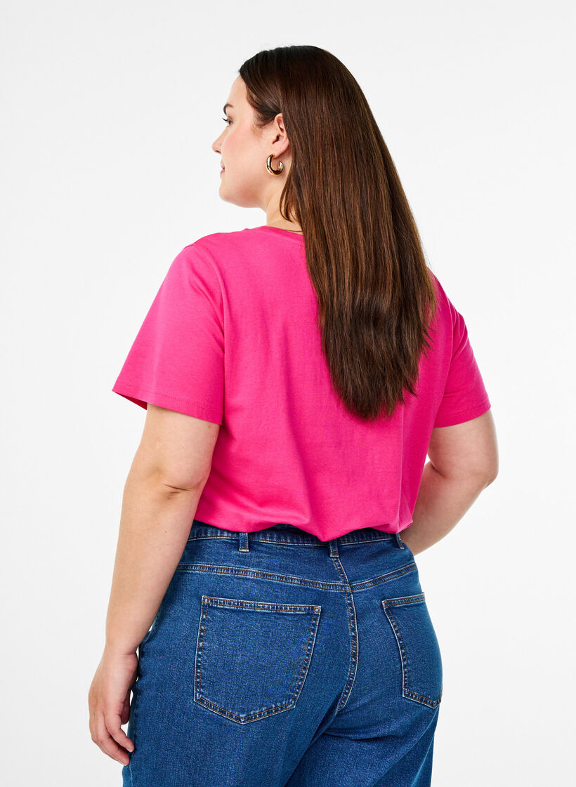 T-shirt en coton avec motif, Raspb. w. Strawberry, Model image number 1