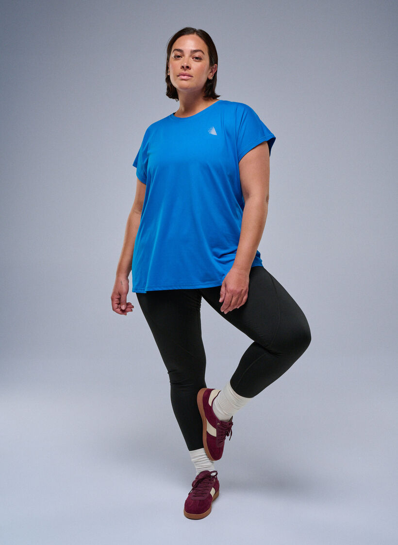 Einfarbiges Trainings-T-Shirt, Blau, Image image number 0