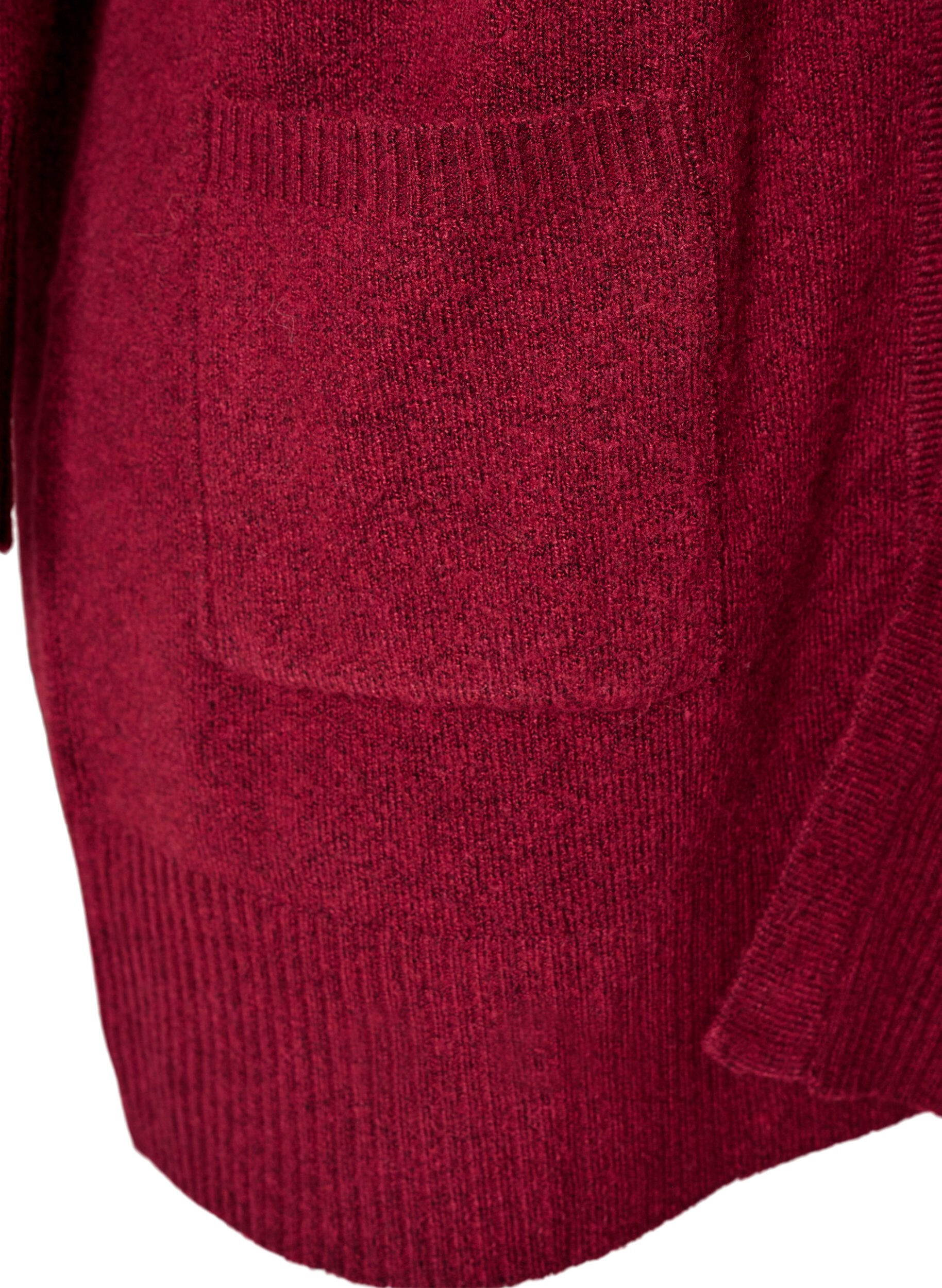 ZizziStrickjacke mit Rippenstrick und Taschen, Rot, Packshot image number 3