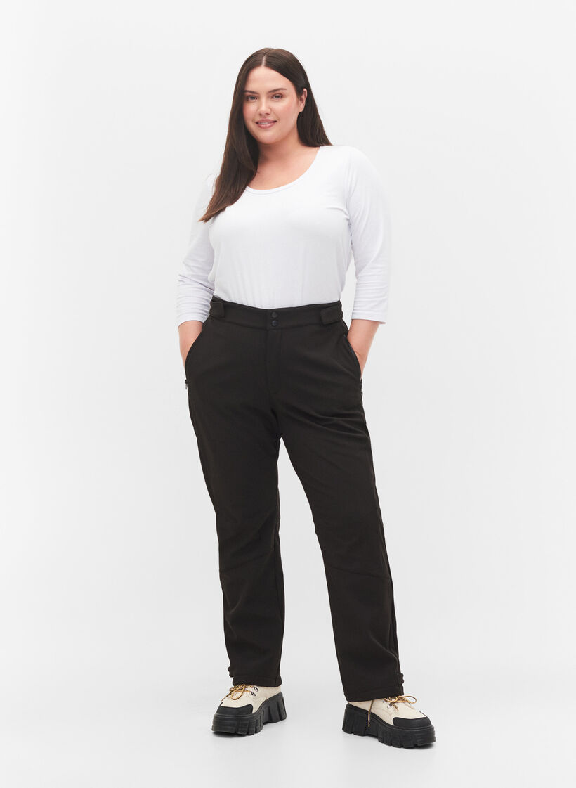 Softshell-Hose mit justierbarem Klettverschluss, Schwarz, Model image number 1