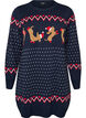 Robe courte en maille avec motif de No&euml;l, Bleu, Packshot image number 0