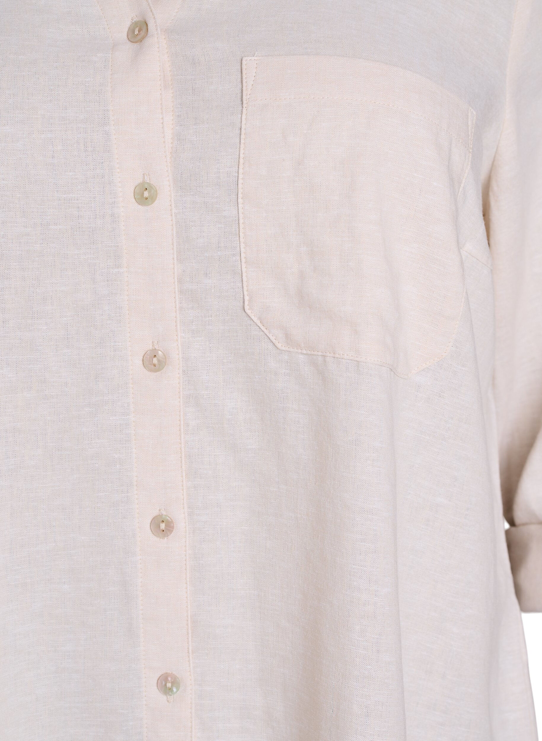 Zizzi Bluse aus Leinen und Viskose mit 3/4-&Auml;rmeln, Beige, Packshot image number 2