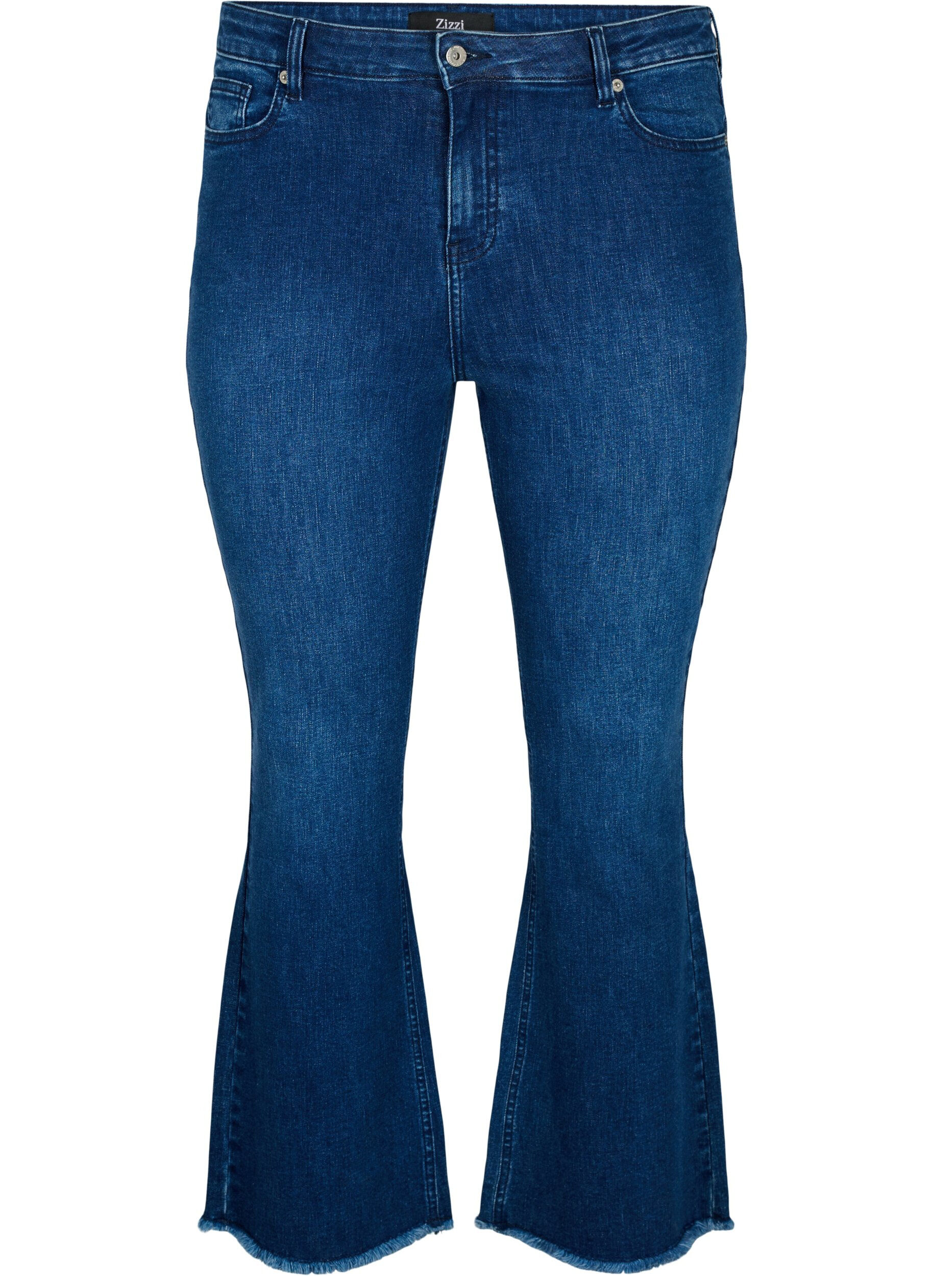 Zizzi Jeans bootcut Ellen avec bord brut, Blue denim, Packshot image number 0