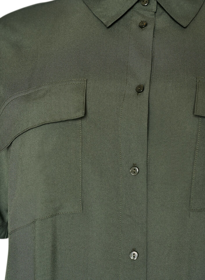 Robe chemise longue avec manches courtes, Vert, Packshot image number 2