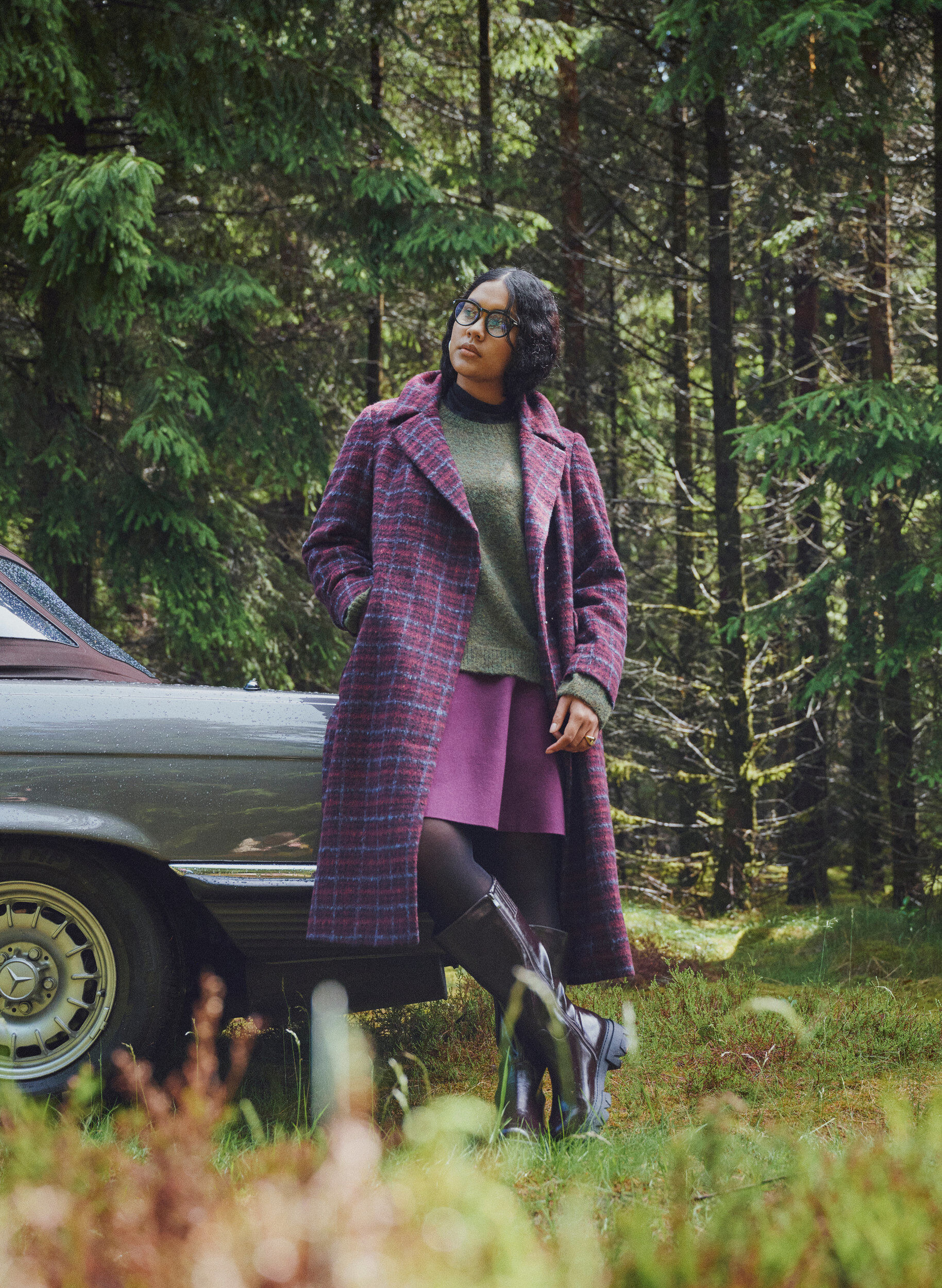 Manteau &agrave; carreaux avec poches