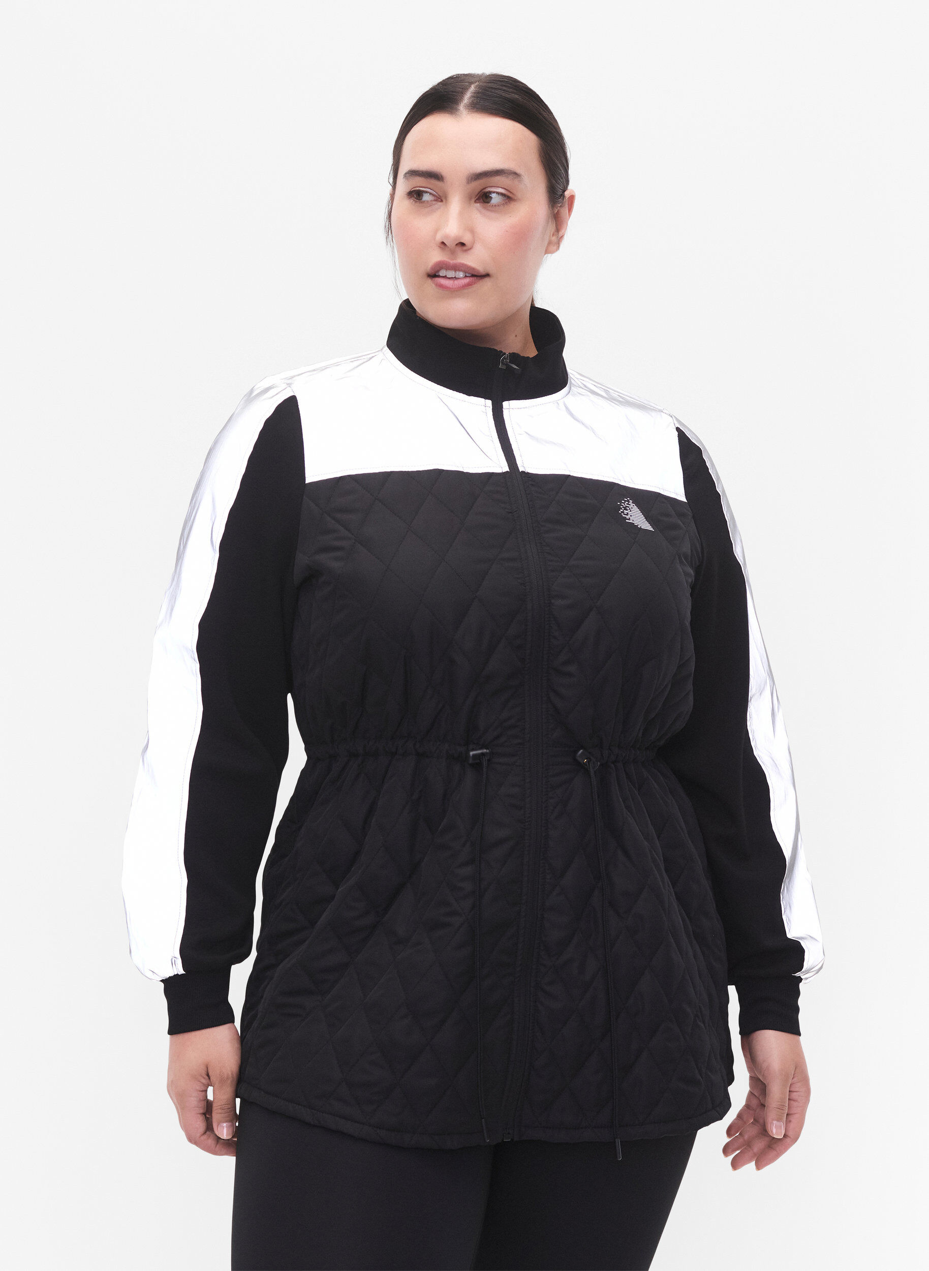 Zizzi Reflektierende Sportjacke mit verstellbarem Taillenbund, Black w. Reflex, Model image number 0