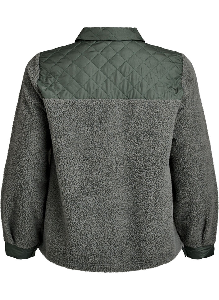 Fleecejacke mit gesteppten Details , Grün, Packshot image number 1