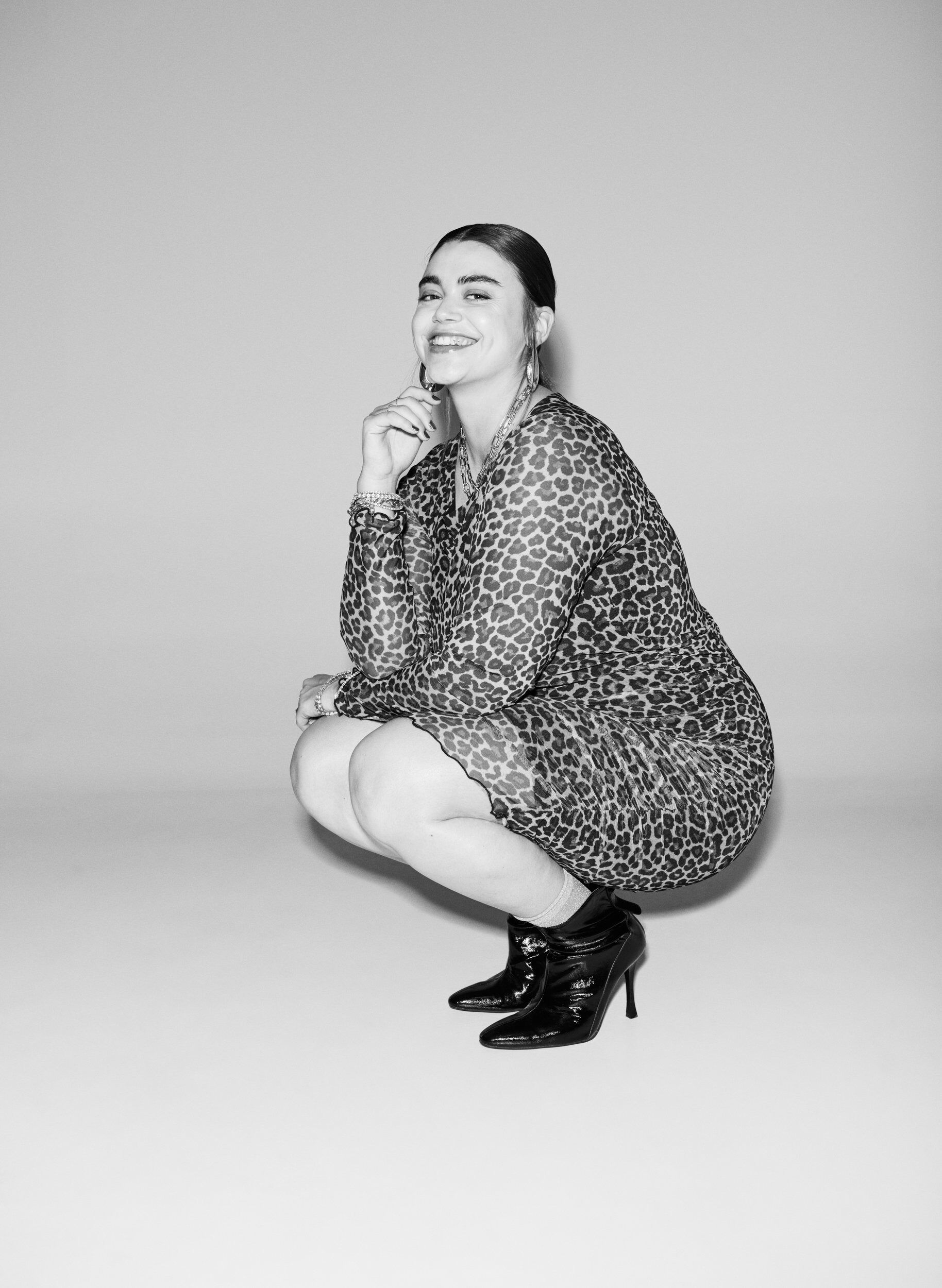 Zizzi Kurzes Kleid aus Mesh mit Leopardenmuster, Braun, Image image number 0