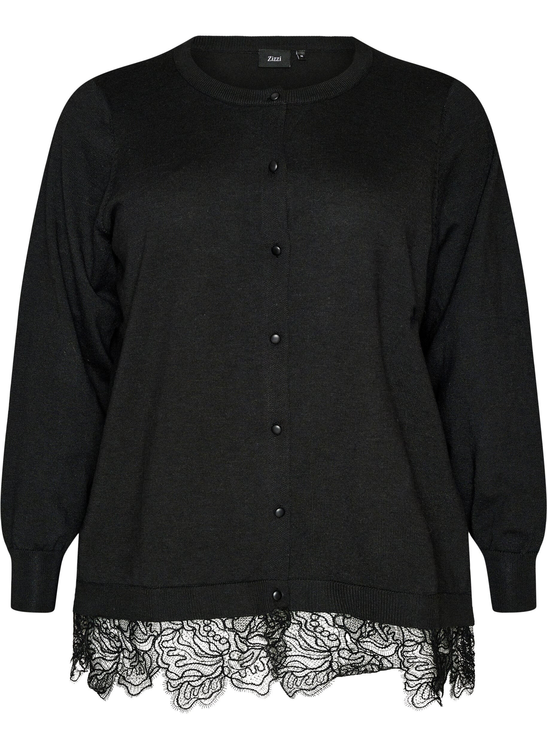 Cardigan avec large ourlet en dentelle