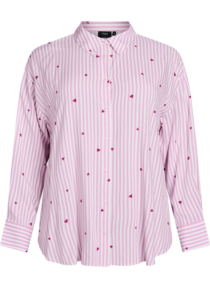 Chemise de nuit à rayures et cœurs, Rose, Packshot image number 0