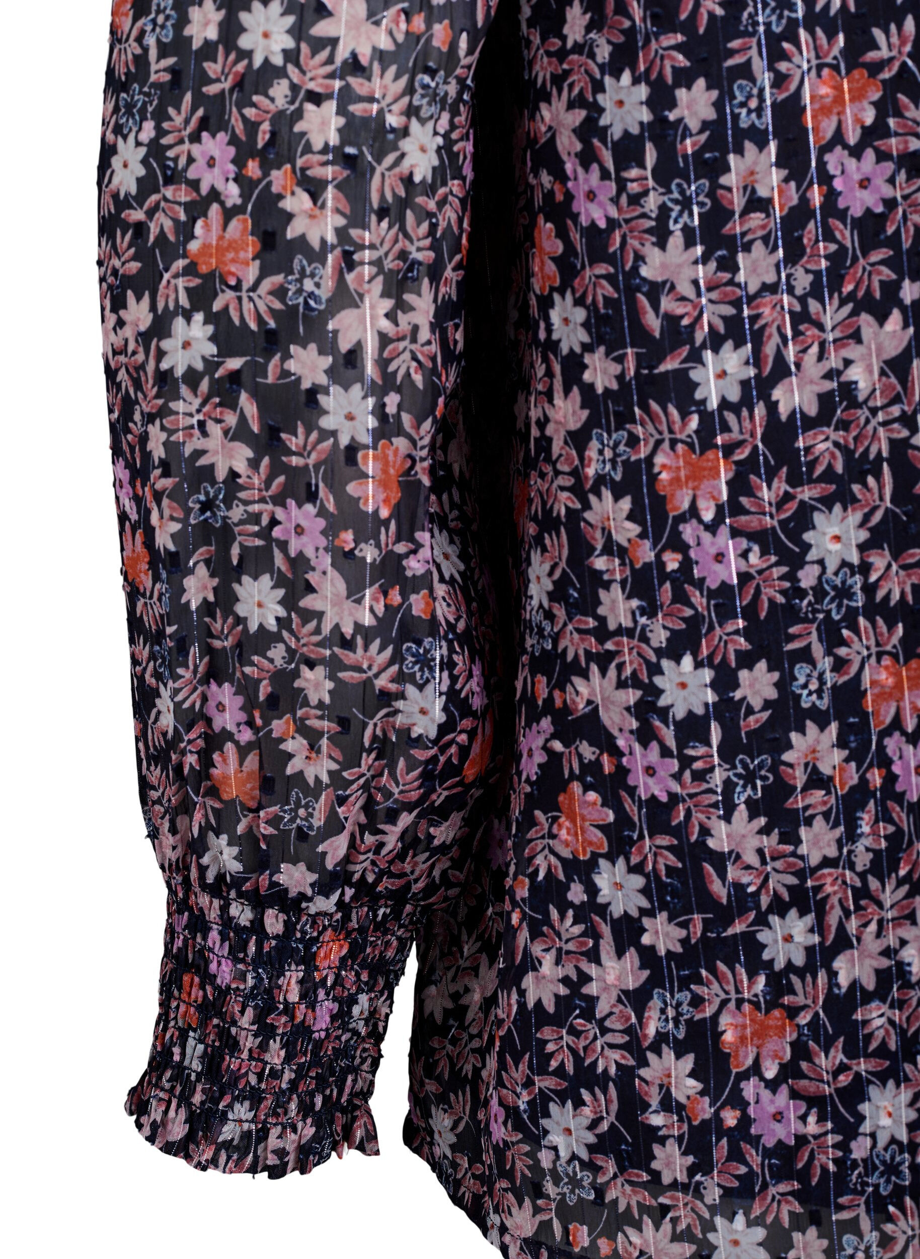 ZizziBluse mit gebl&uuml;mtem Print und Glitzerfaden, Blau, Packshot image number 3