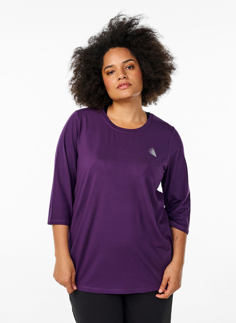 Trainingsshirt mit 3/4-&Auml;rmeln, Lila, Model image number 0