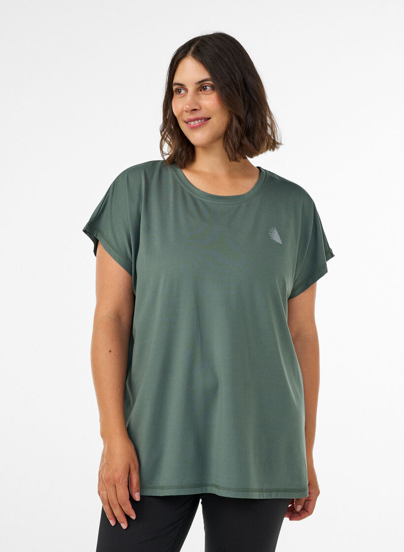 T-shirt de sport couleur unie, Vert, Model image number 0