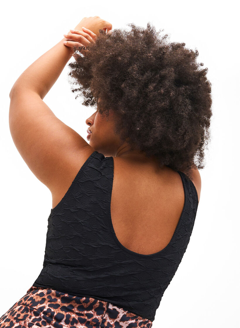 Body sans manches avec texture structurée, Black, Model image number 1