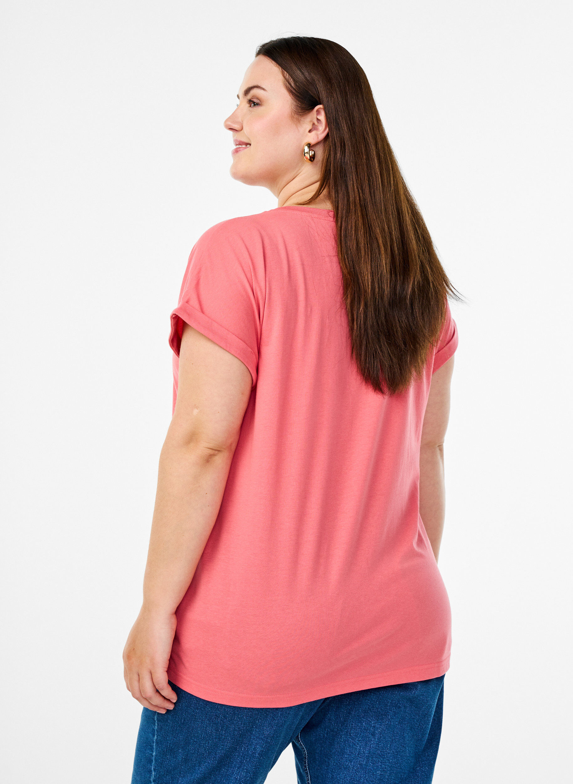 ZizziT-shirt &agrave; manches courtes en m&eacute;lange de coton, Rose, Model image number 2