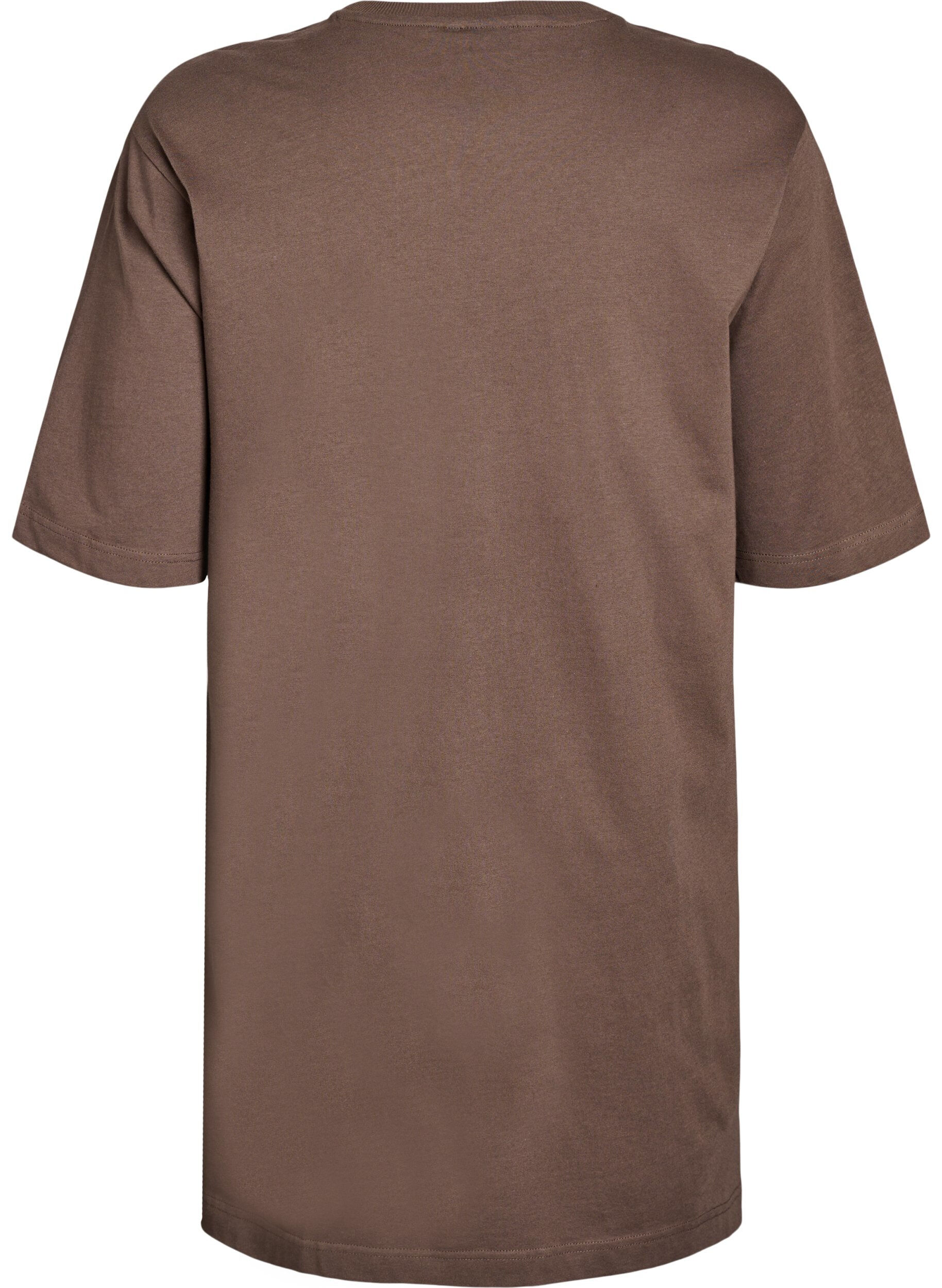 Zizzi Knielanges Baumwoll-T-Shirt-Kleid, Braun, Packshot image number 1