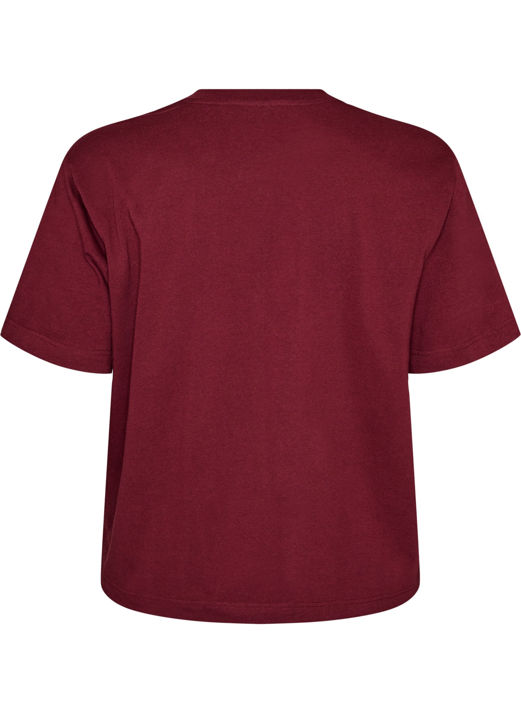 ZizziT-shirt coupe boxy en coton, Bordeaux, Packshot image number 1