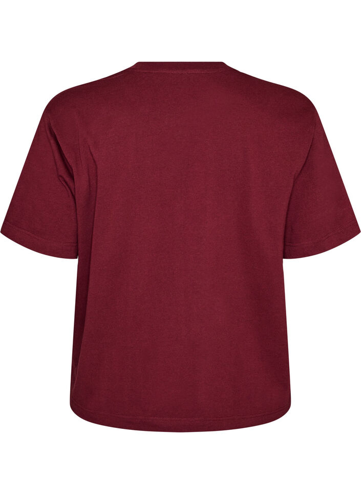 T-shirt coupe boxy en coton, Bordeaux, Packshot image number 1
