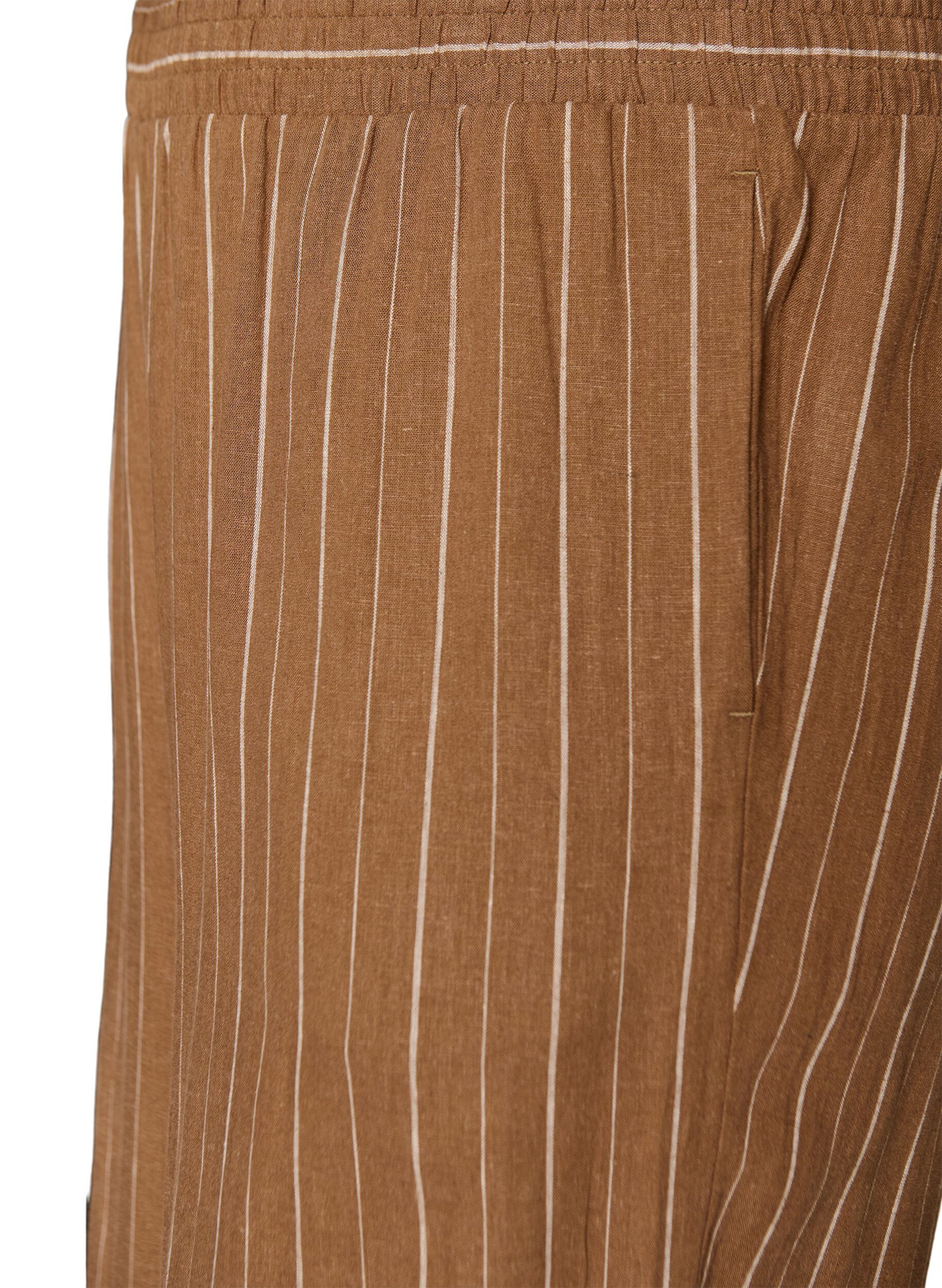 Zizzi Pantalon large en lin et viscose, Marron, Packshot image number 2