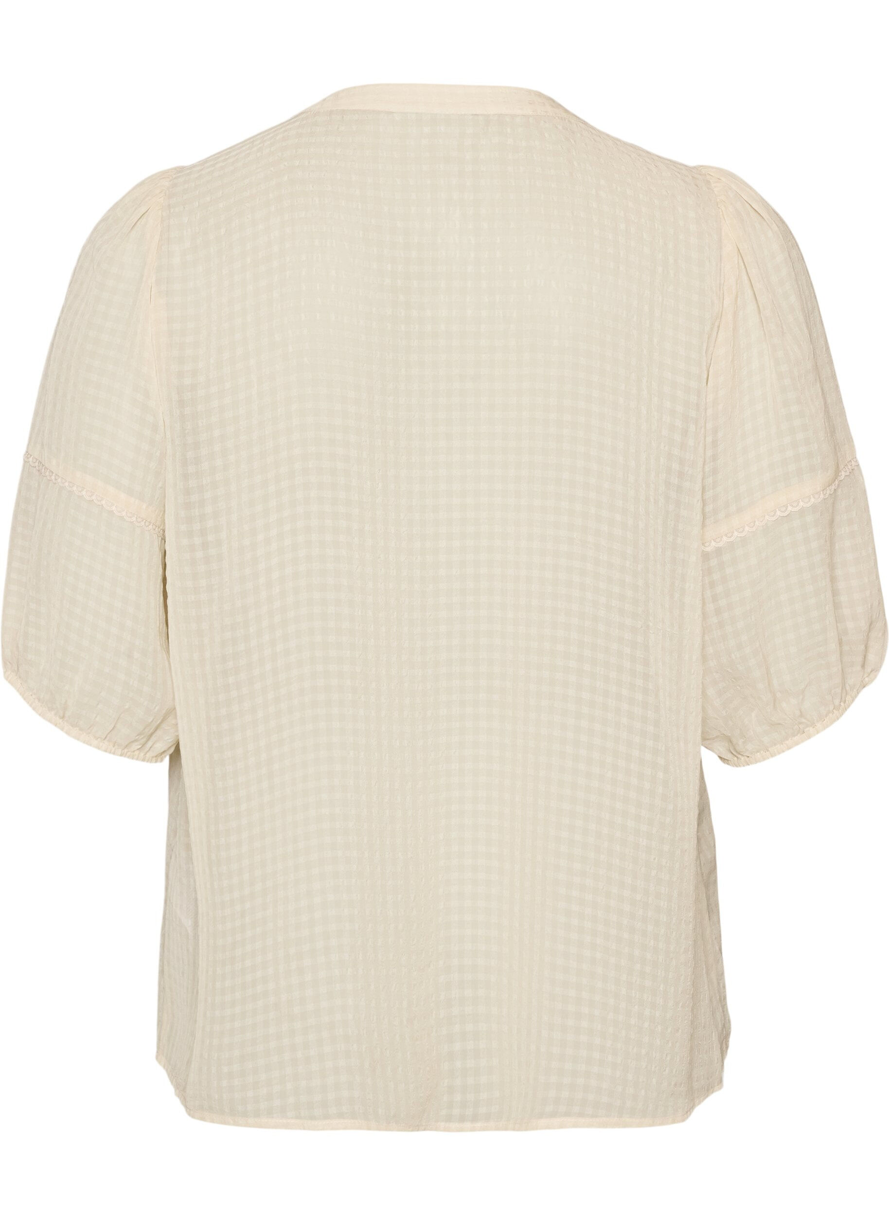 ZizziBluse aus Seersucker mit Bindeband, Beige, Packshot image number 1