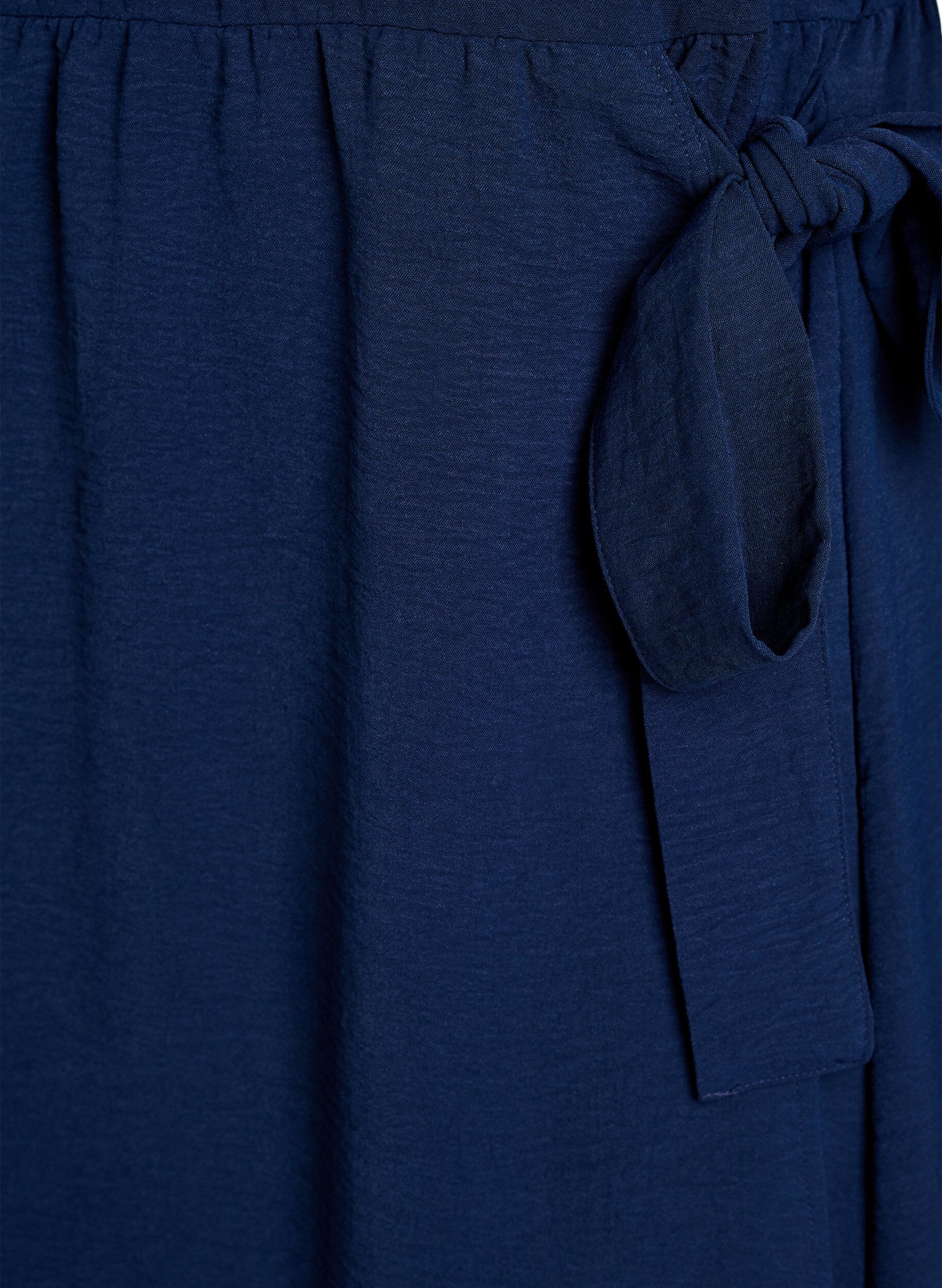Zizzi Robe mi-longue avec lien &agrave; nouer, Bleu, Packshot image number 3