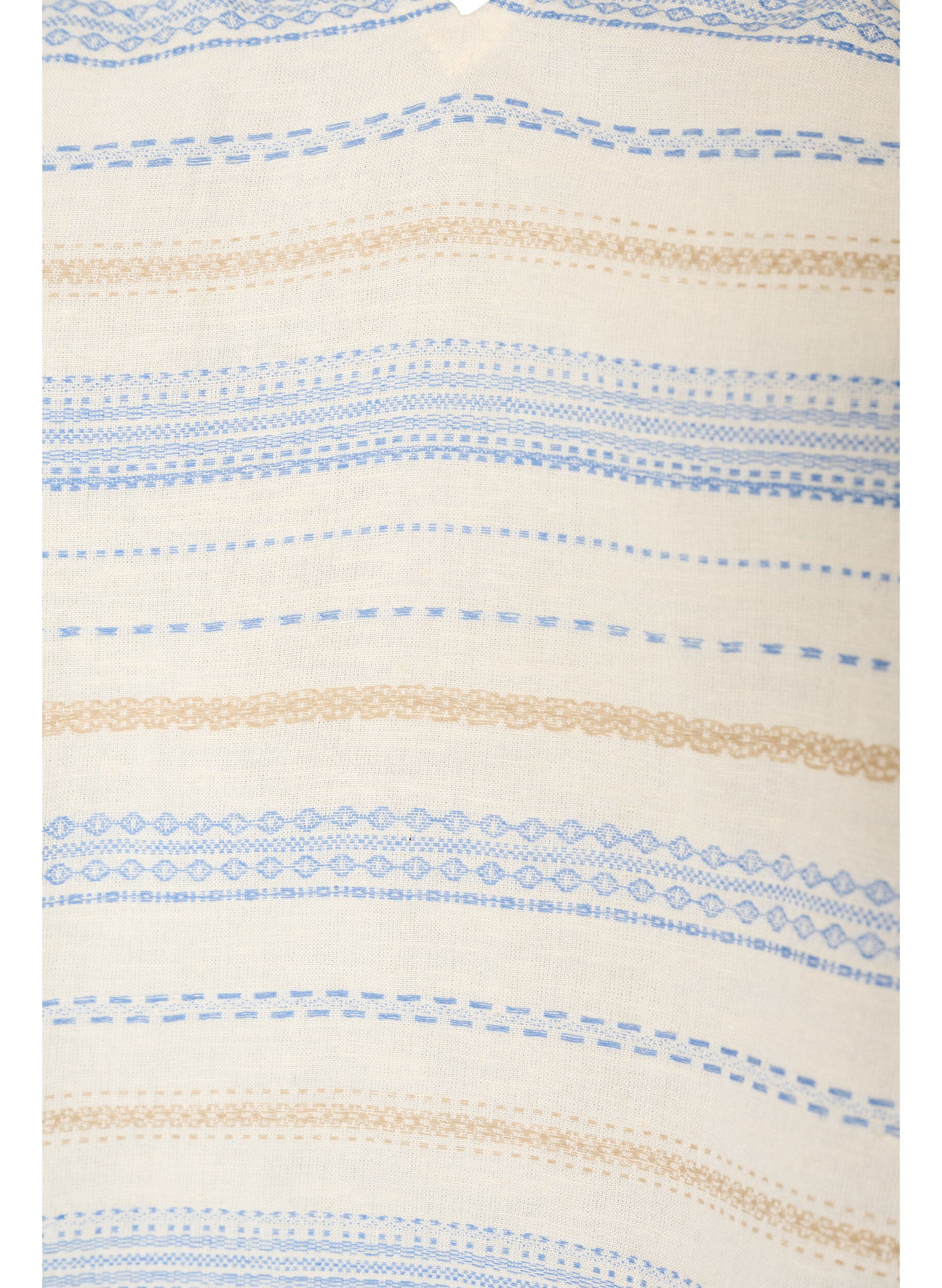 Zizzi&Auml;rmellose Bluse mit R&uuml;schen und gemusterten Streifen, Vanille, Packshot image number 2