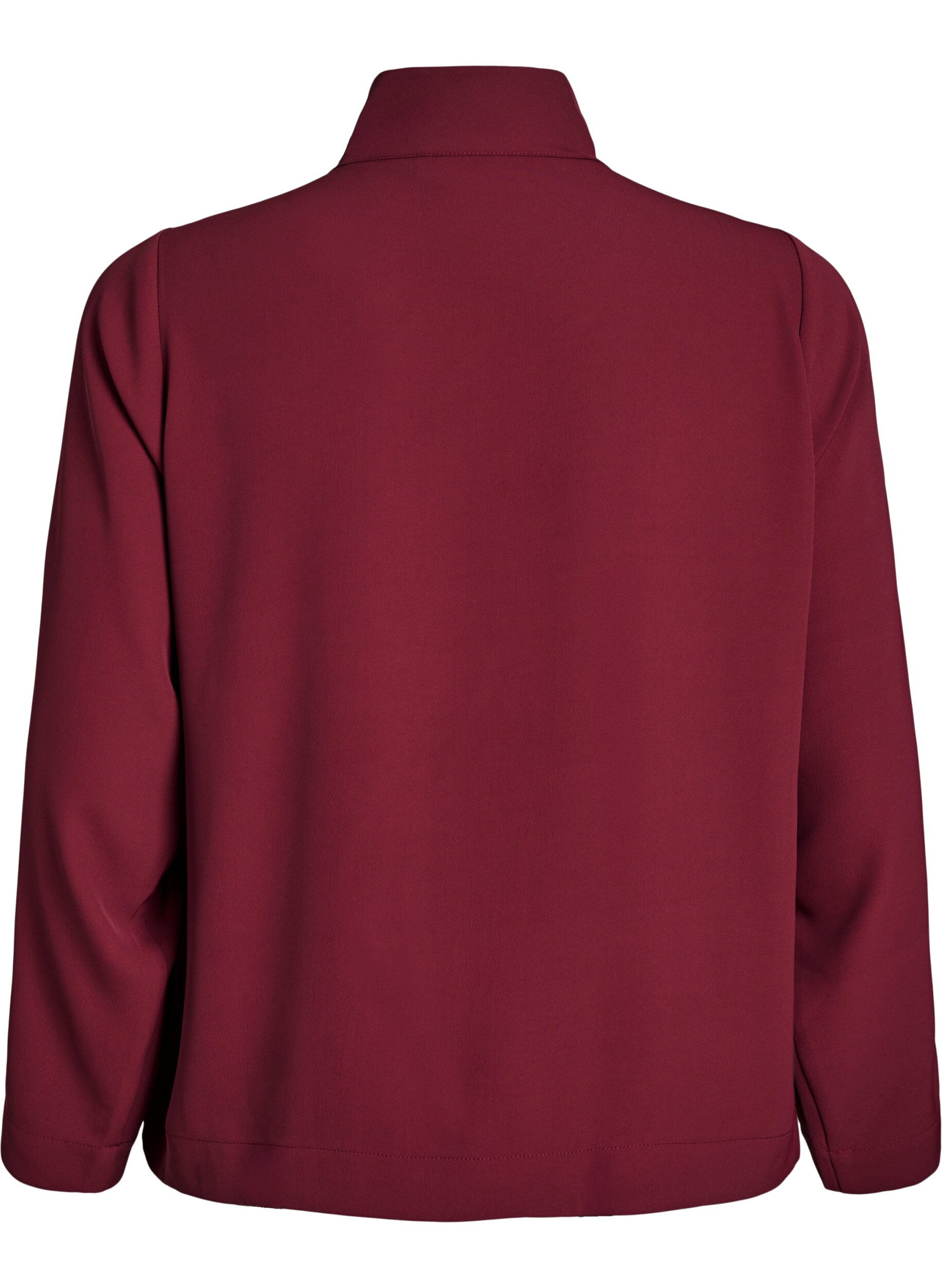 Zizzi Trainingsjacke mit sportlichen Details und Rei&szlig;verschluss, Dunkles Bordeaux, Packshot image number 1