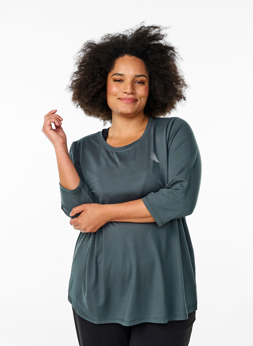  Trainingsbluse mit 3/4 &Auml;rmeln, Grau, Model image number 0
