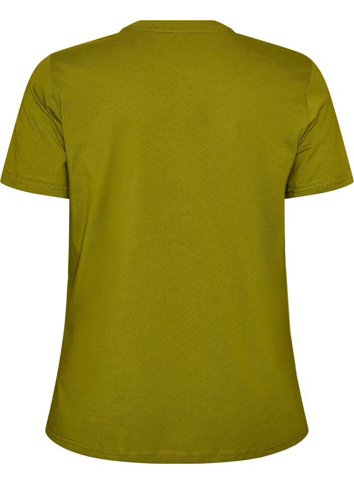 T-shirt basique en coton &agrave; col rond, Vert, Packshot image number 1