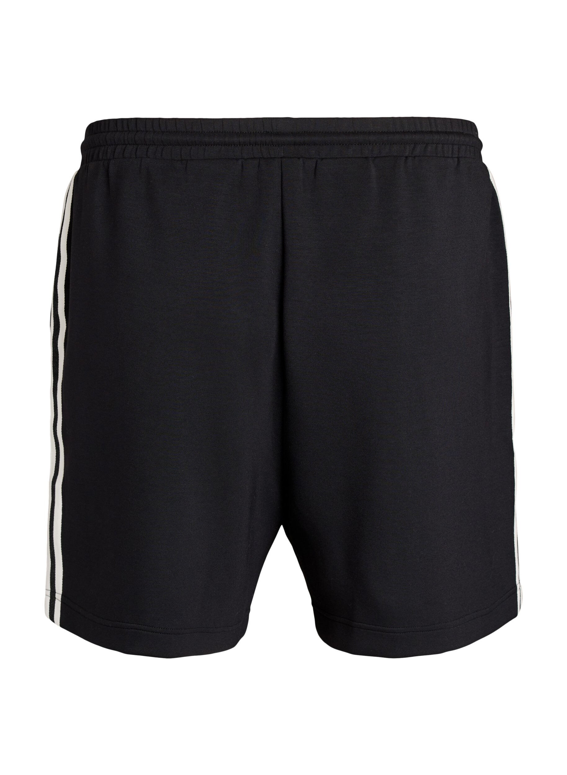 Zizzi Hoch taillierte Shorts mit Streifendetails, Schwarz, Packshot image number 1