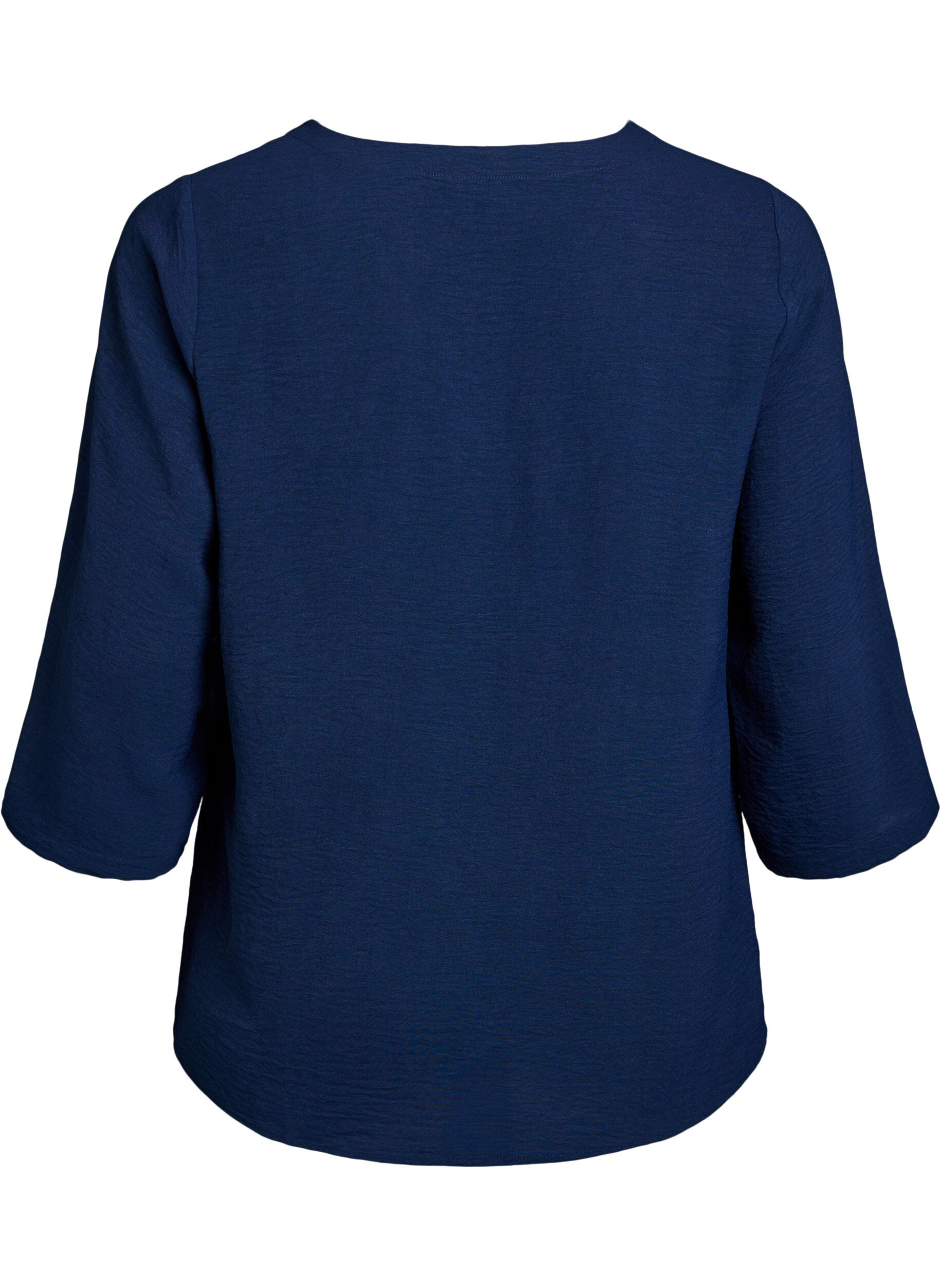 Zizzi Bluse mit 3/4-&Auml;rmeln, Blau, Packshot image number 1