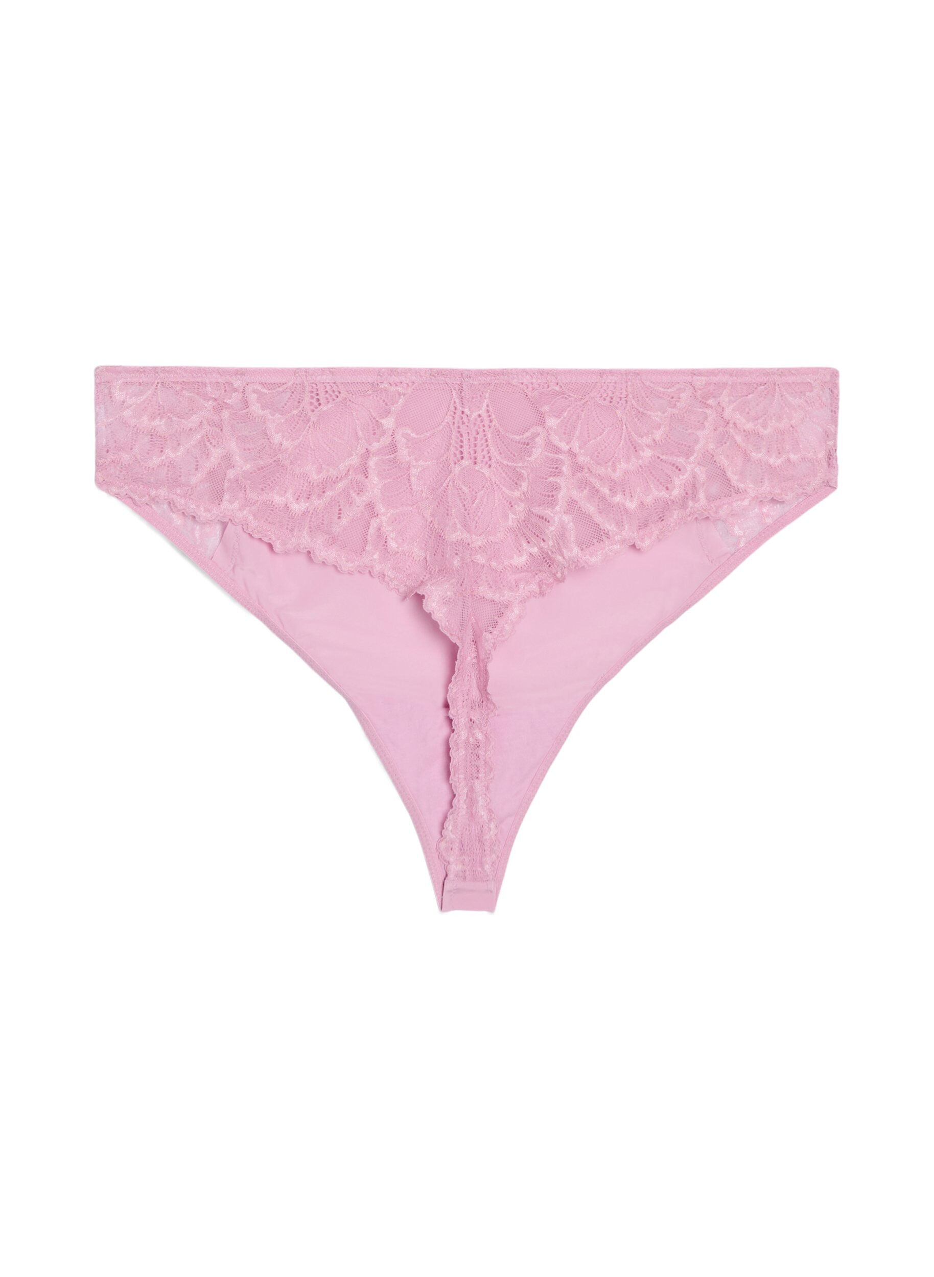 Zizzi String en dentelle et microfibre., Rose, Packshot image number 1