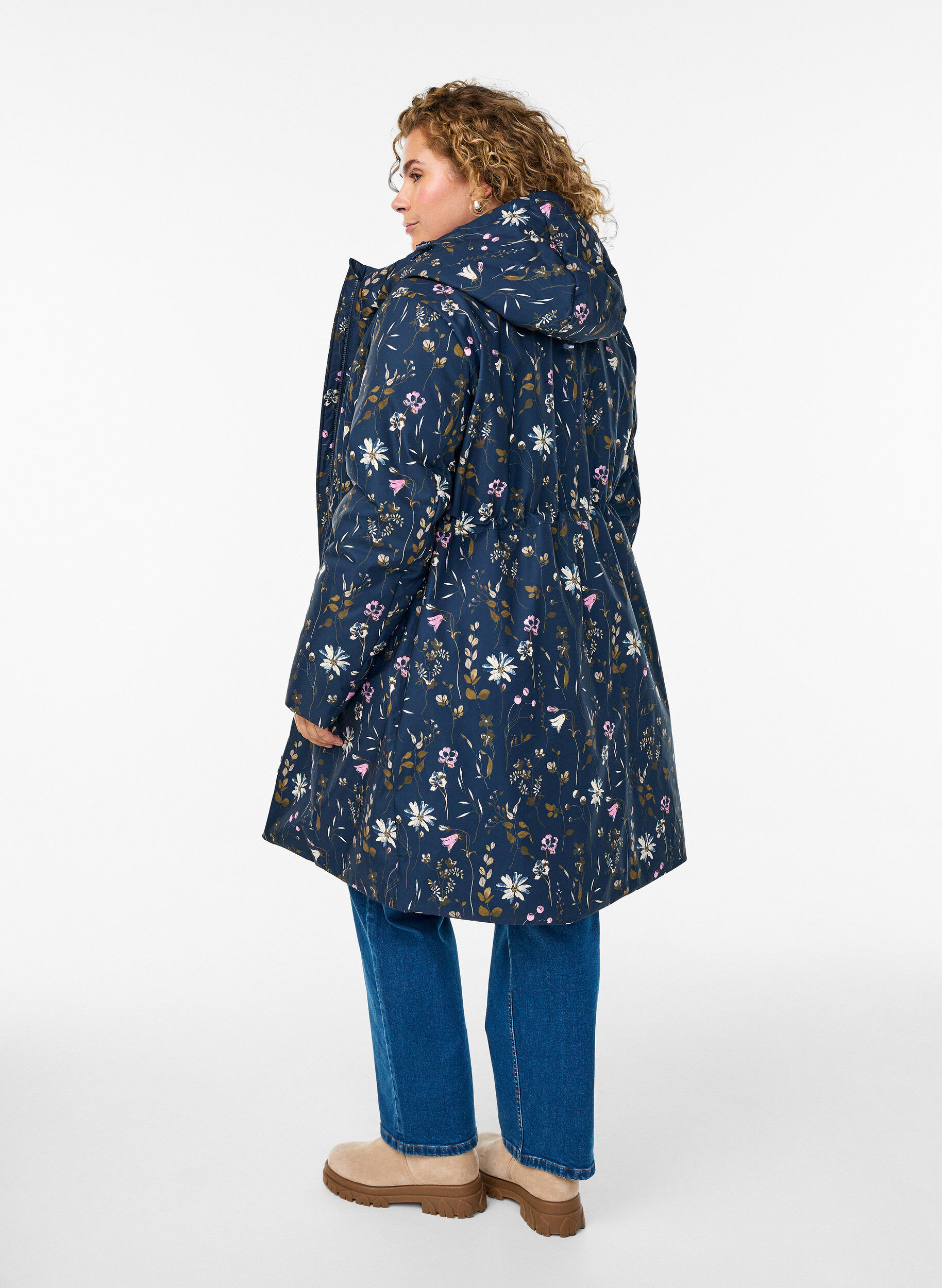 ZizziDoudoune &agrave; imprim&eacute; fleuri, Bleu, Model image number 2