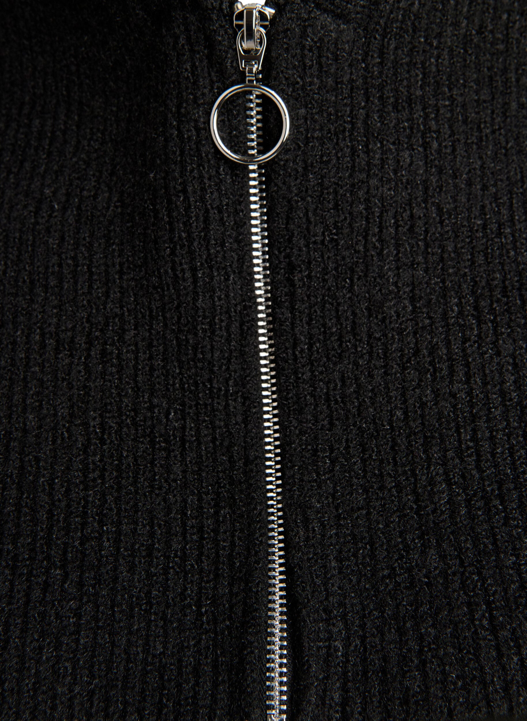 Zizzi Cagoule en maille c&ocirc;tel&eacute;e avec zip, Noir, Packshot image number 2