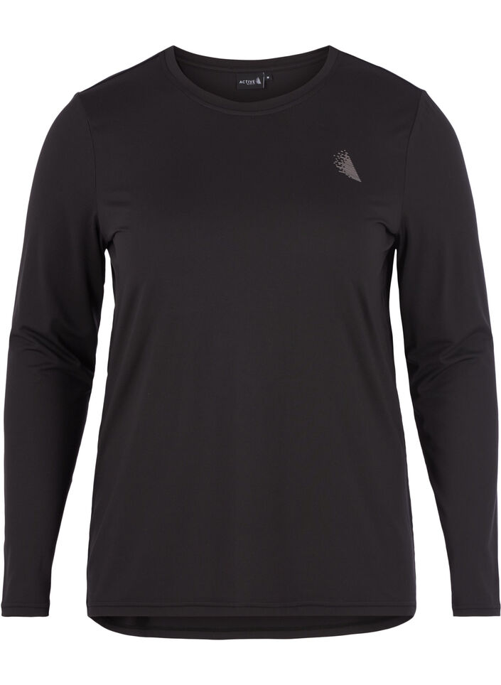 Trainingsbluse mit langen &Auml;rmeln, Schwarz, Packshot image number 0